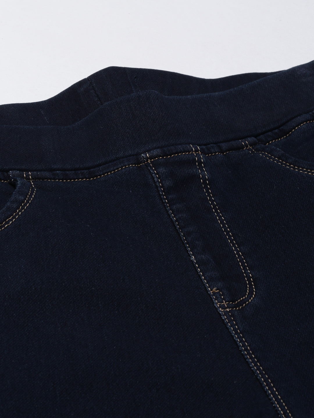 Women's Navy Blue Cuffed Hem Skinny Fit Mid-Rise Denim Jean