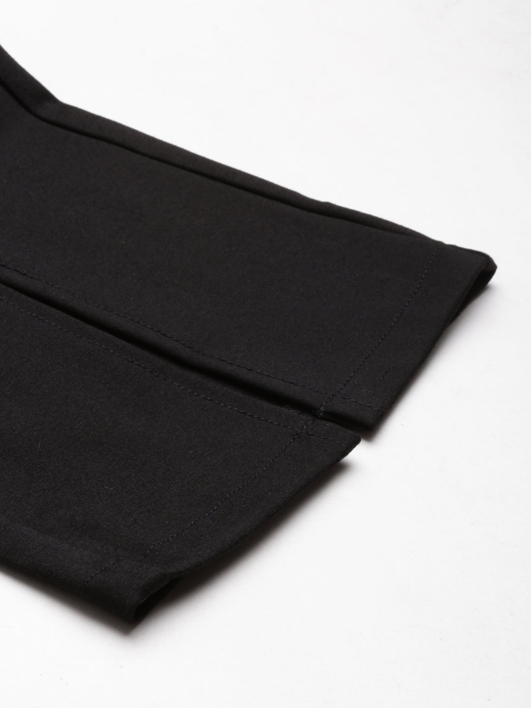 Women's Black Straight Fit High-Rise Lycra Parallel Trousers