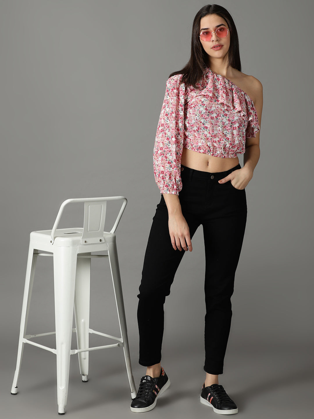 Women's Black High-Rise Acid Wash Stretchable Cotton Jeans