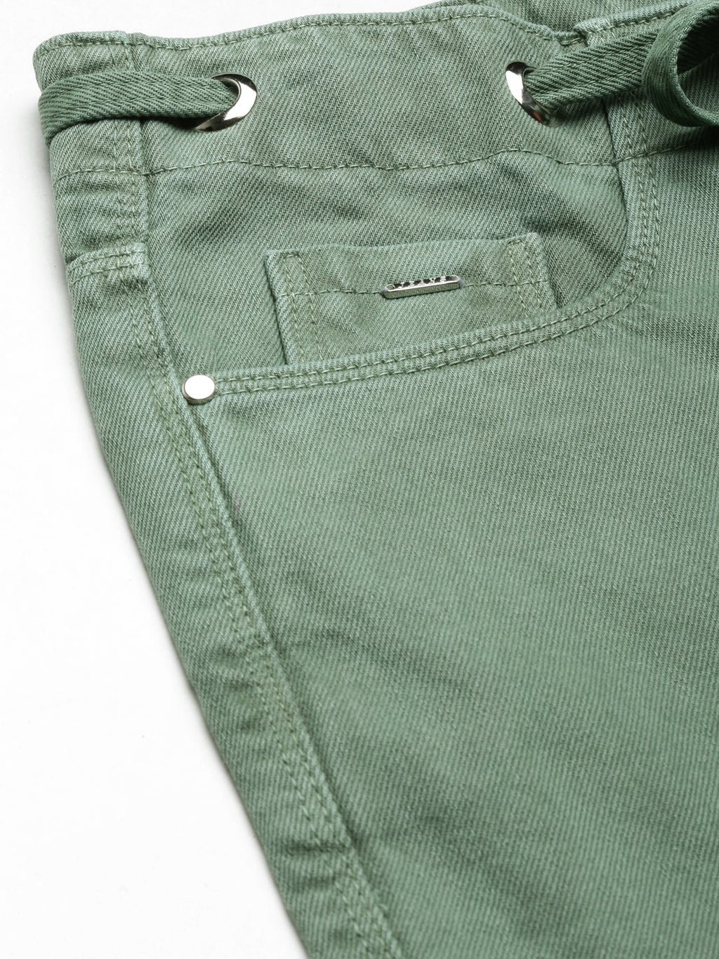 Women's Green Straight Fit Mid-Rise Denim Jeans