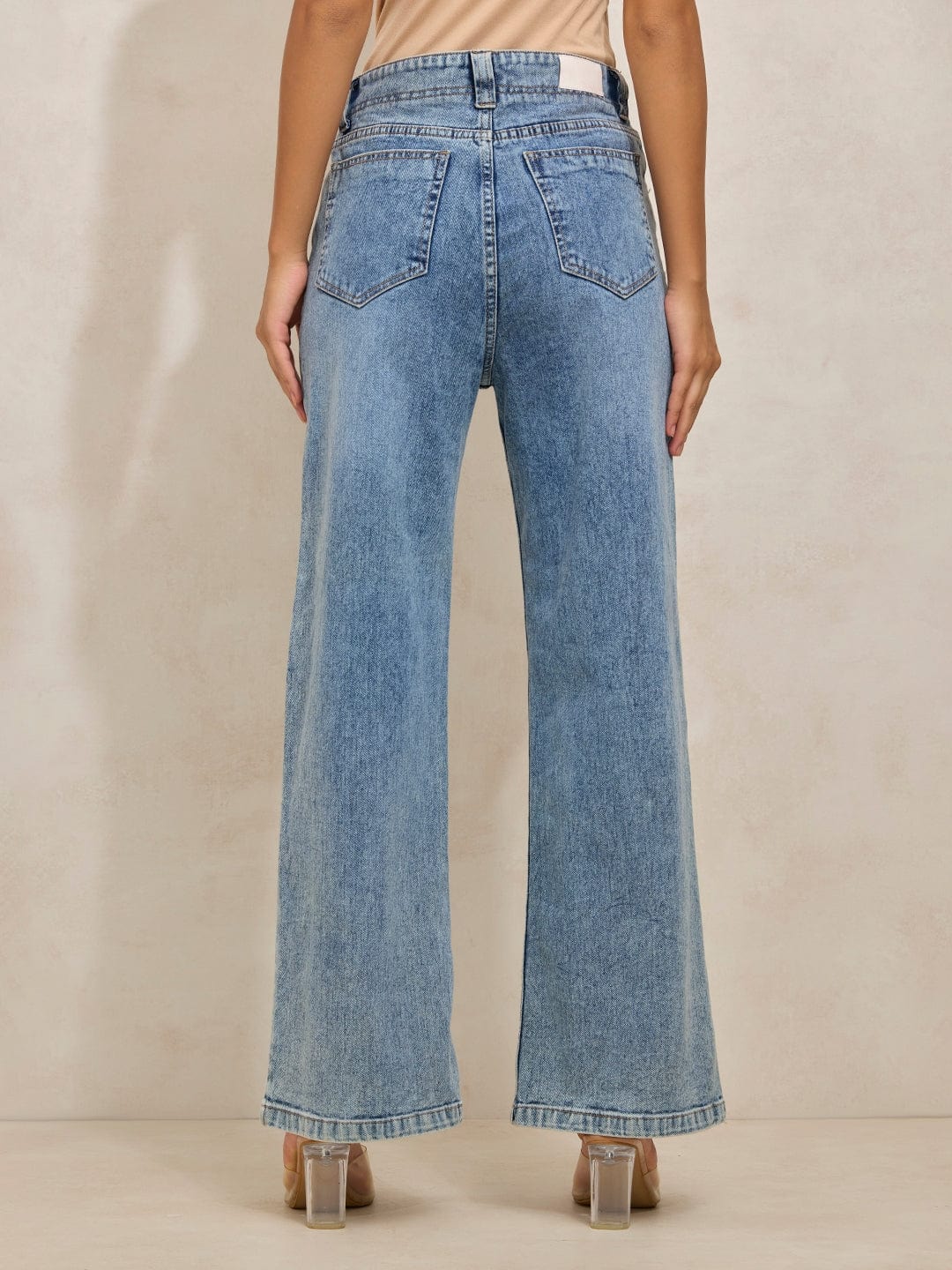 Women's Blue High Rise Wide Leg Jeans