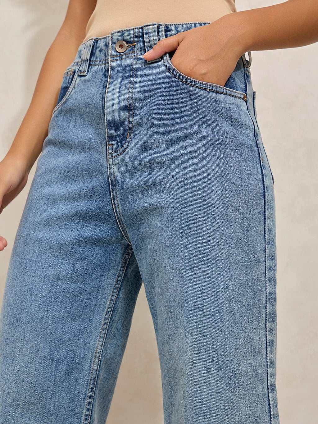 Women's Blue High Rise Wide Leg Jeans