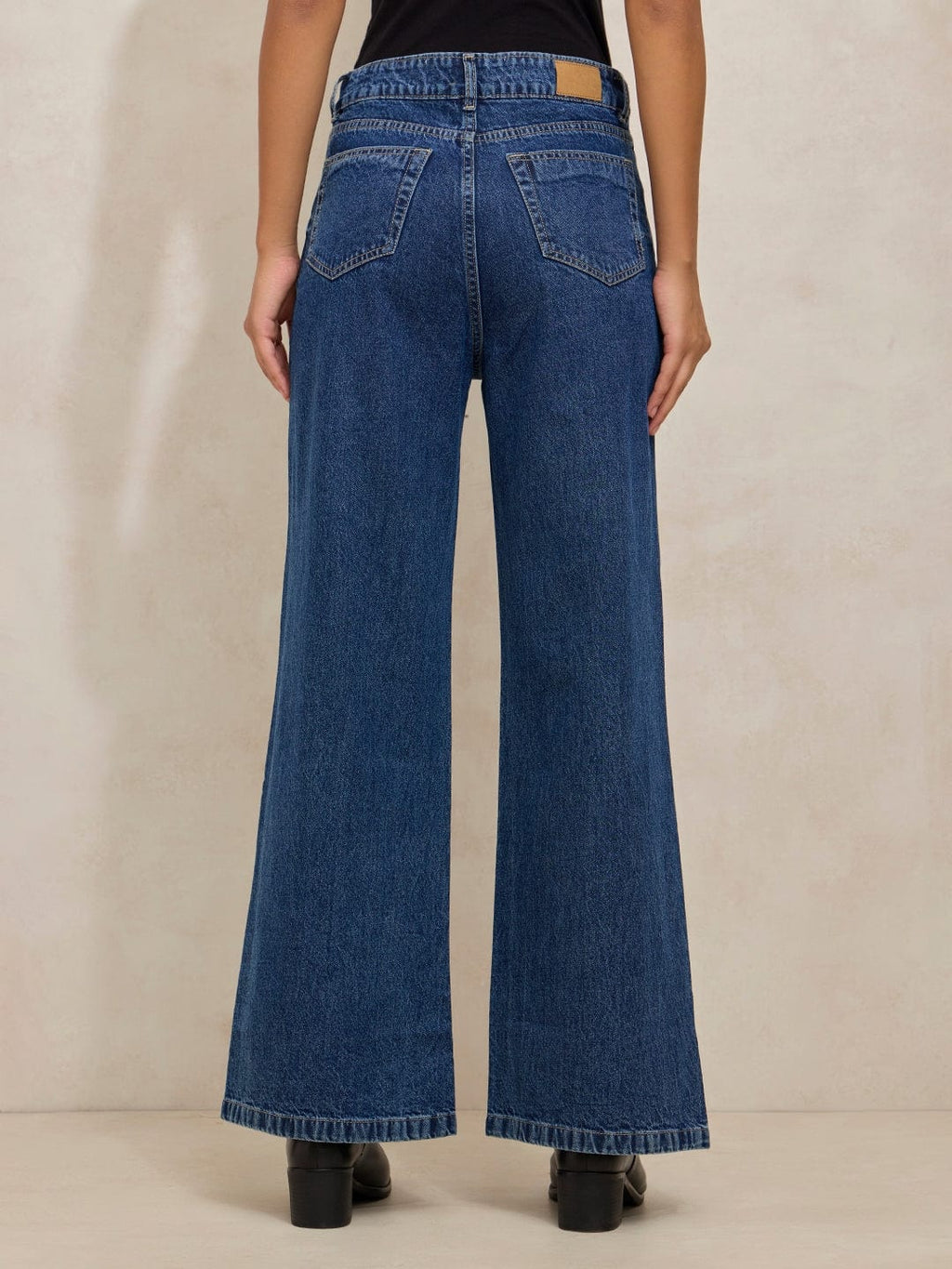 Women's Navy Blue High Rise Wide Leg Jeans