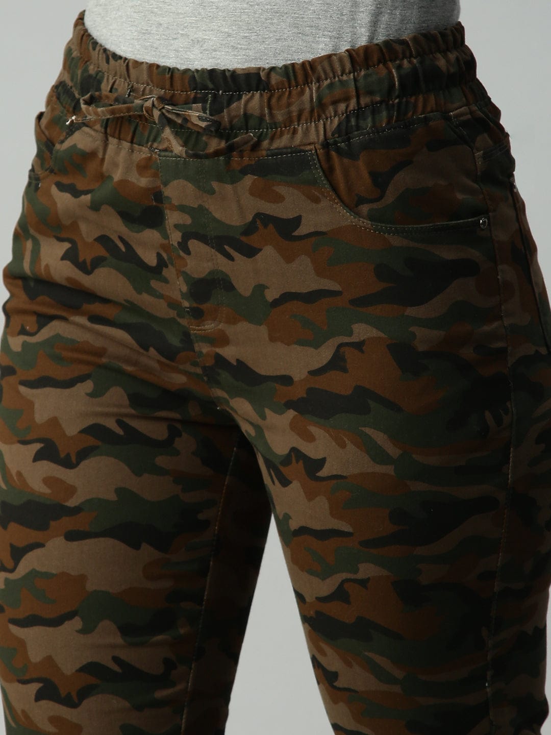 Women's Olive Jean Jogger High-Rise Slash Knee Stretchable Jeans