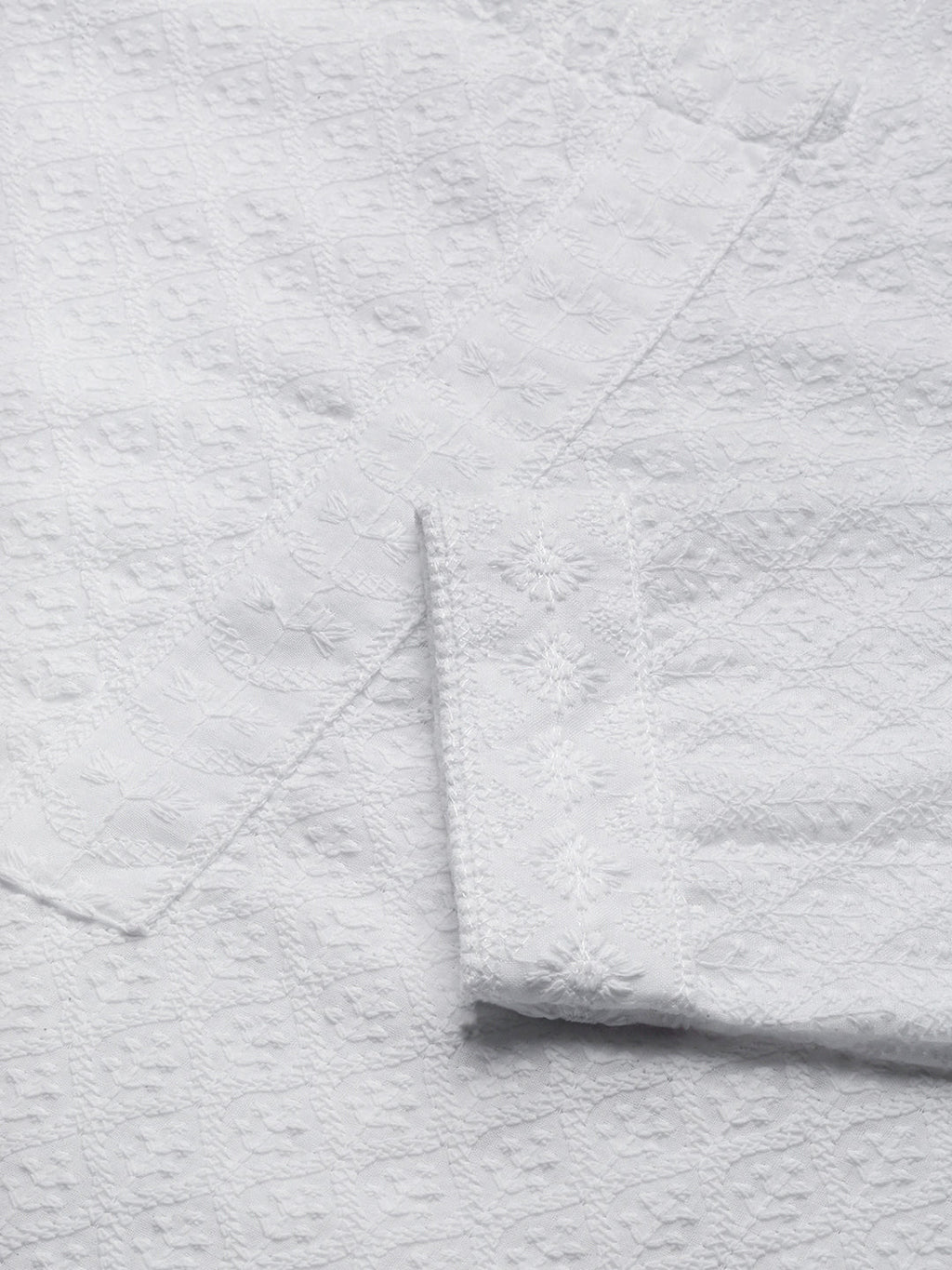 Women's Floral Chikankari White Straight Kurta