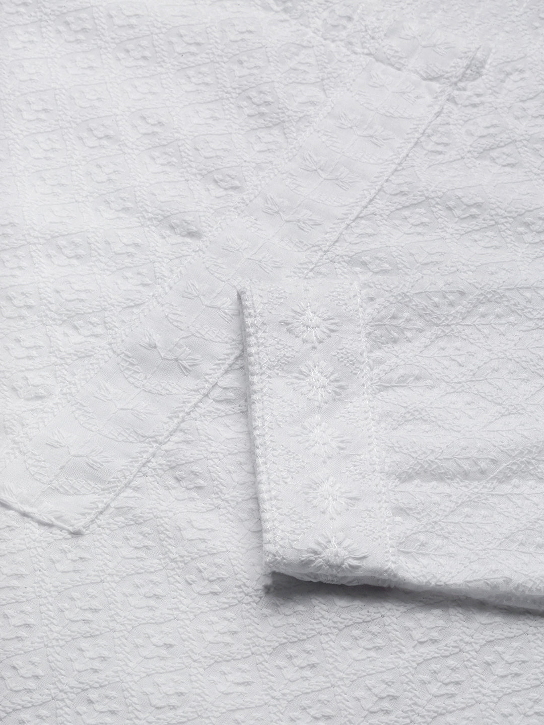 Women's Floral Chikankari White Straight Kurta