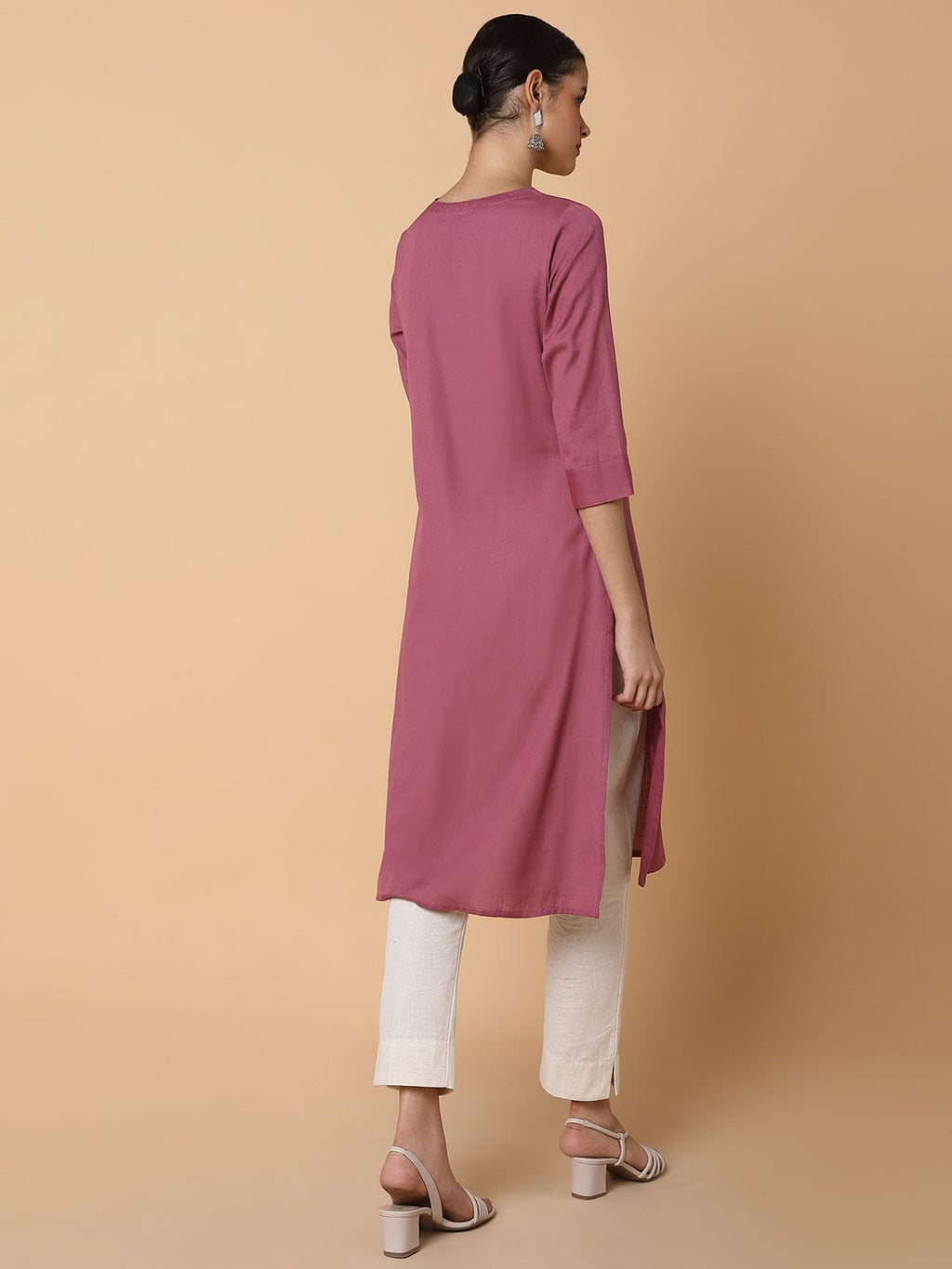 Women's Solid Lavender Straight Kurta