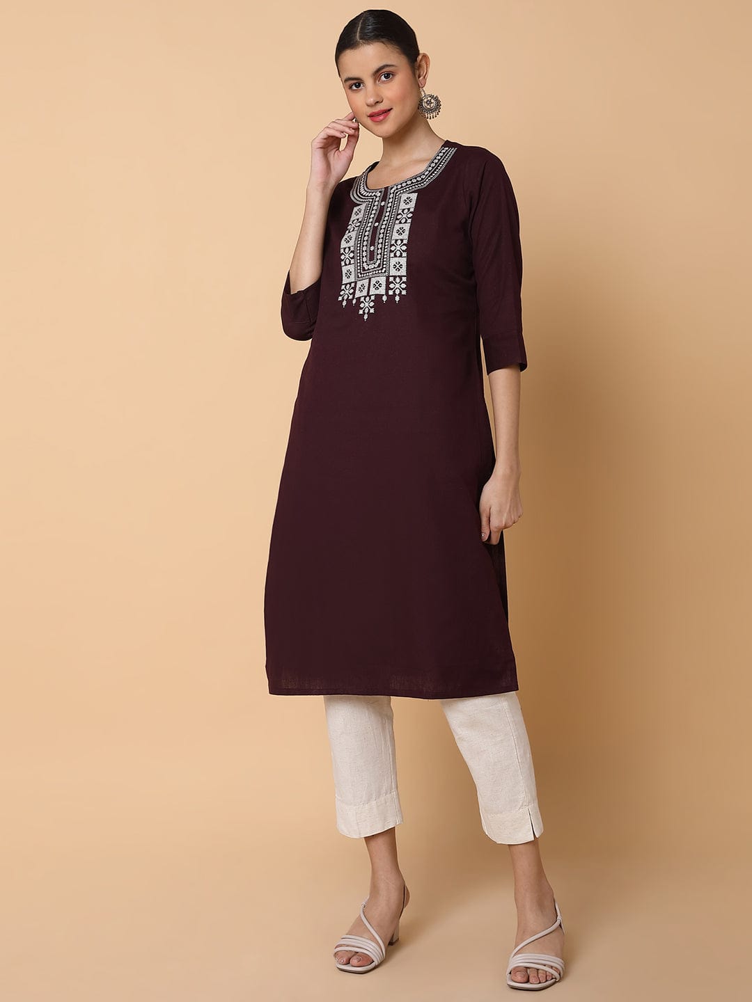 Women's Solid Purple Straight Kurta
