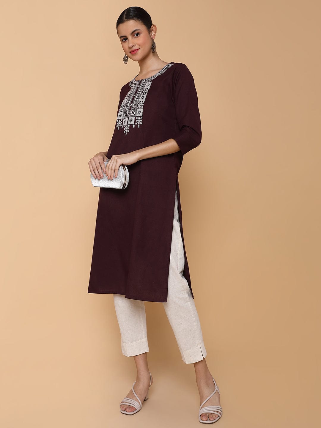 Women's Solid Purple Straight Kurta