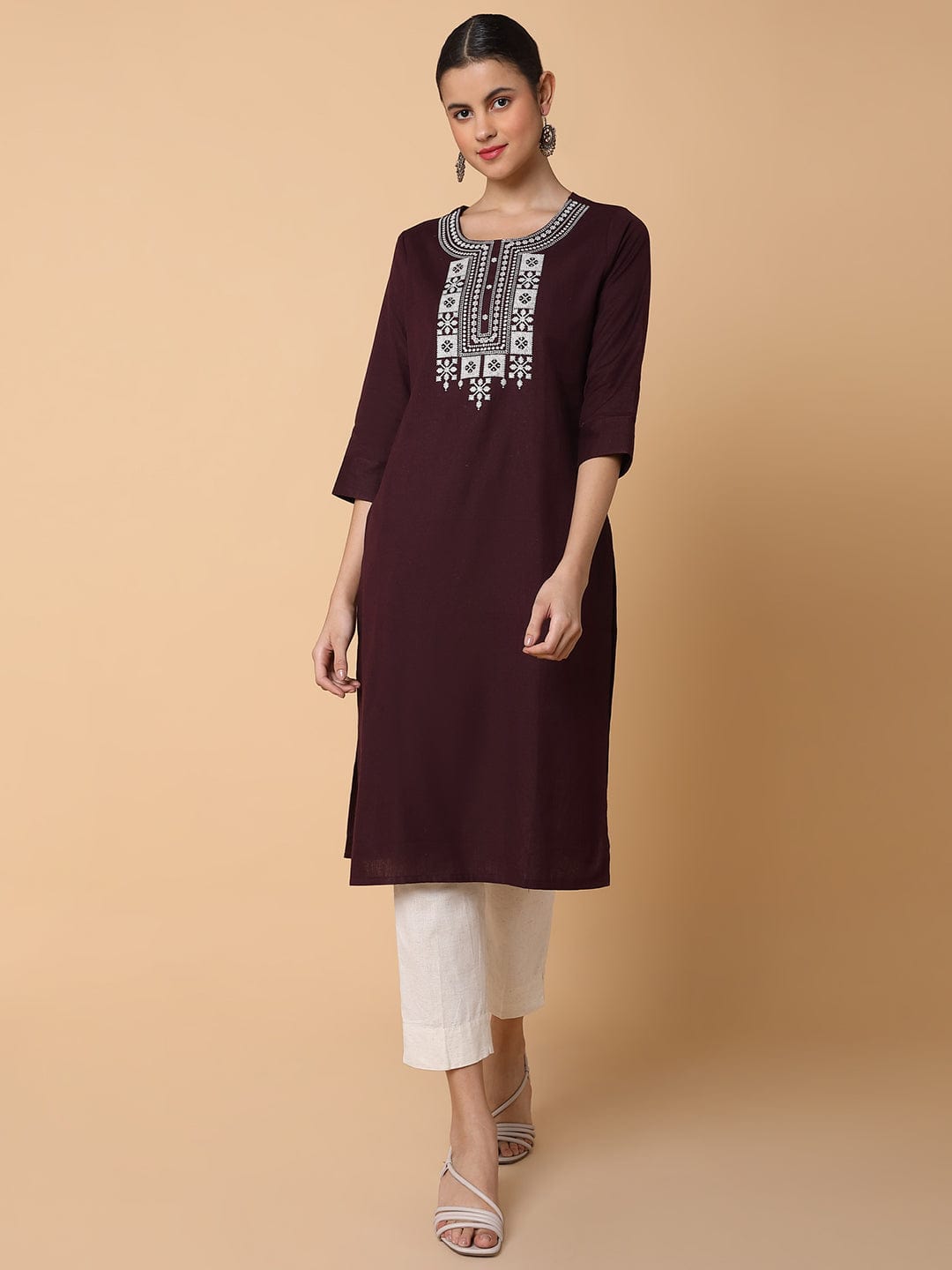 Women's Solid Purple Straight Kurta