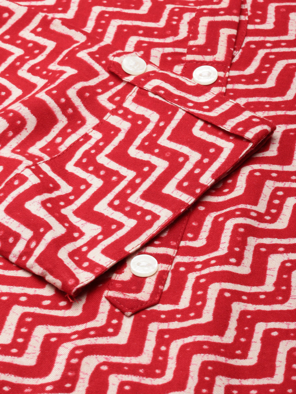 Women's Straight Red Chevron Kurta