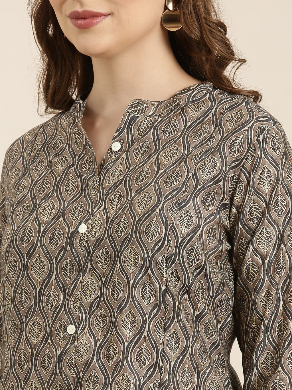 Women's A-Line Grey Ethnic Motifs Kurta