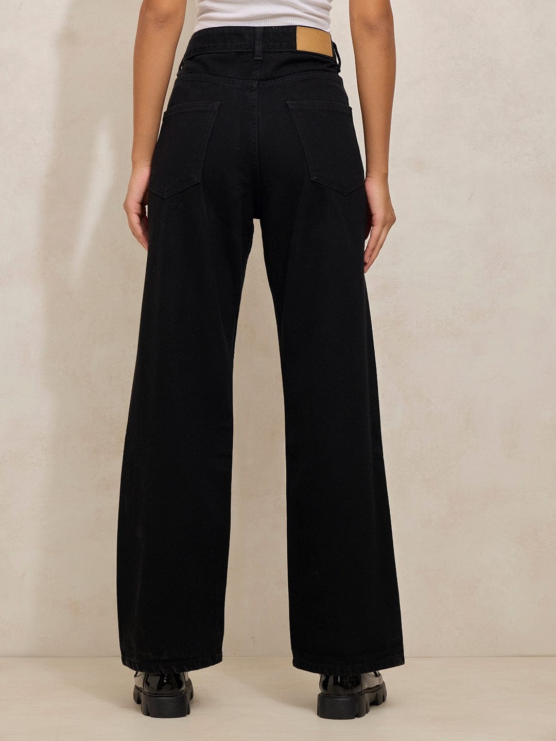 Women's Black High Rise Straight Fit Denim Jeans