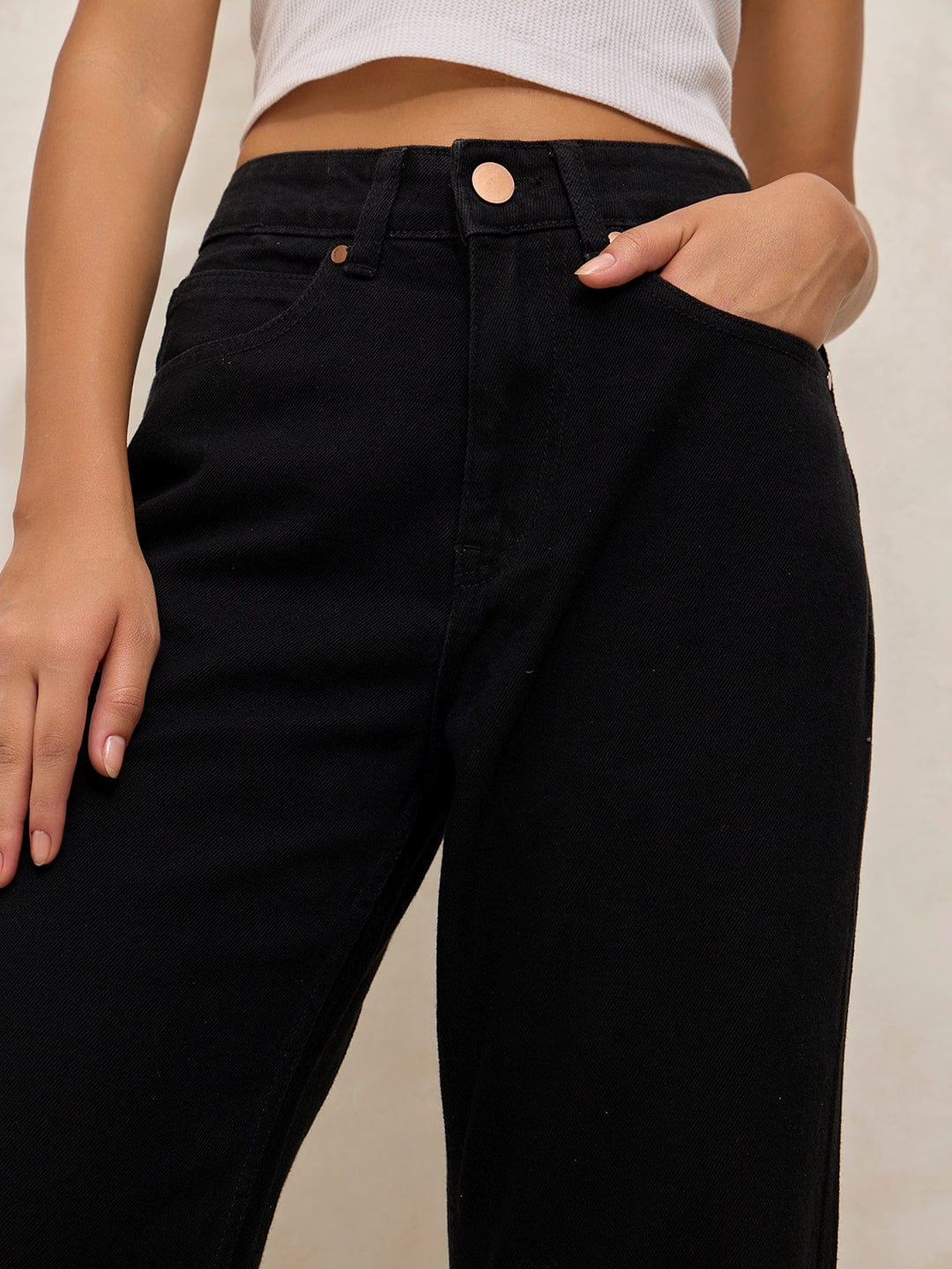 Women's Black High Rise Straight Fit Denim Jeans