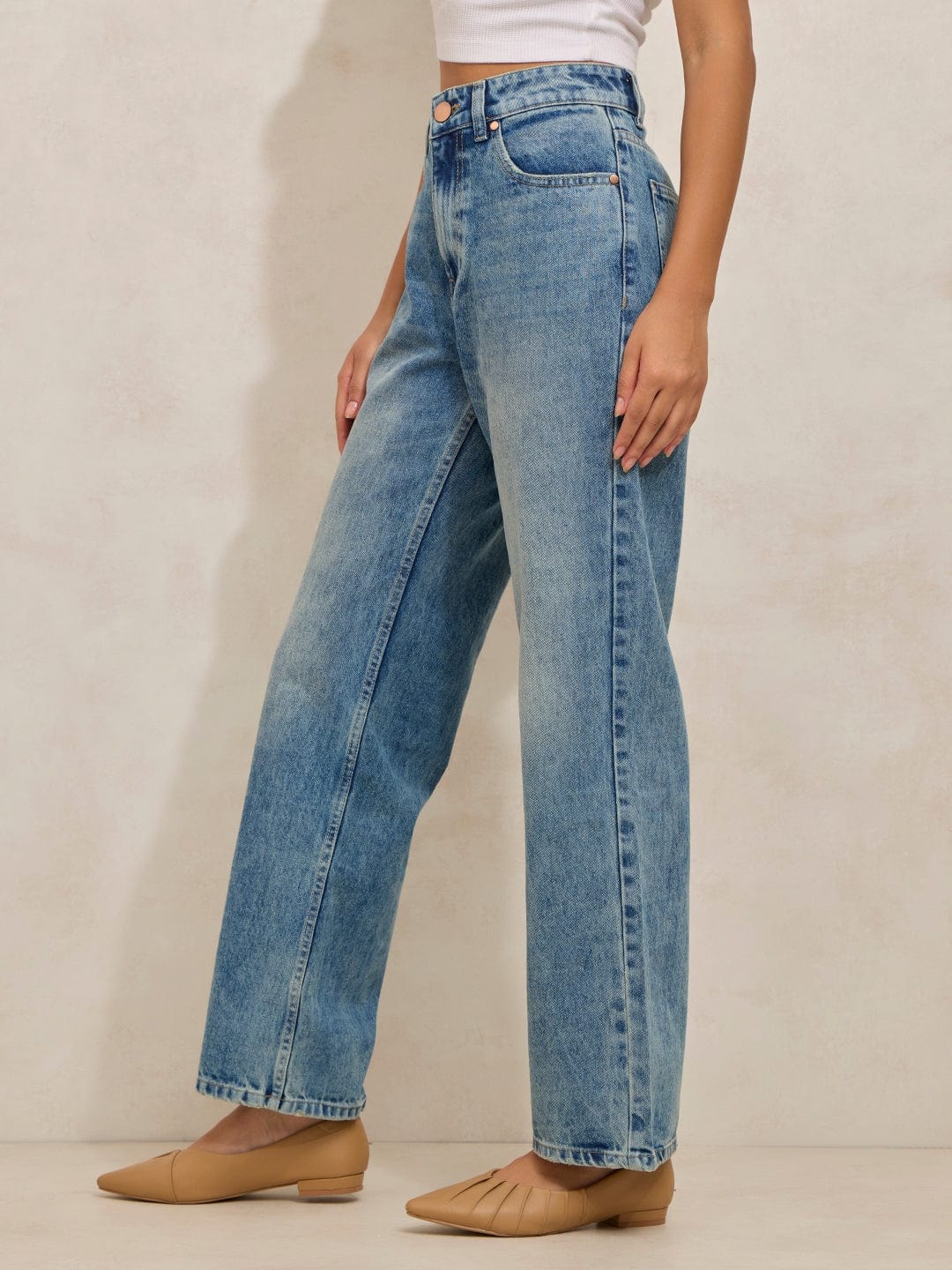 Women's Blue High Rise Straight Fit Denim Jeans