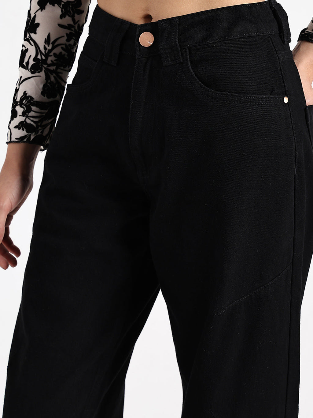 Women's Black High-Waist Wide Leg Jeans