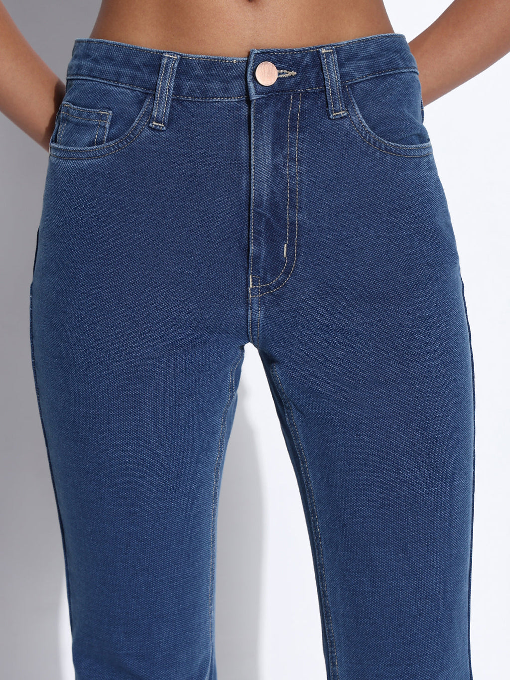 Women's Solid Blue Bootcut Jeans