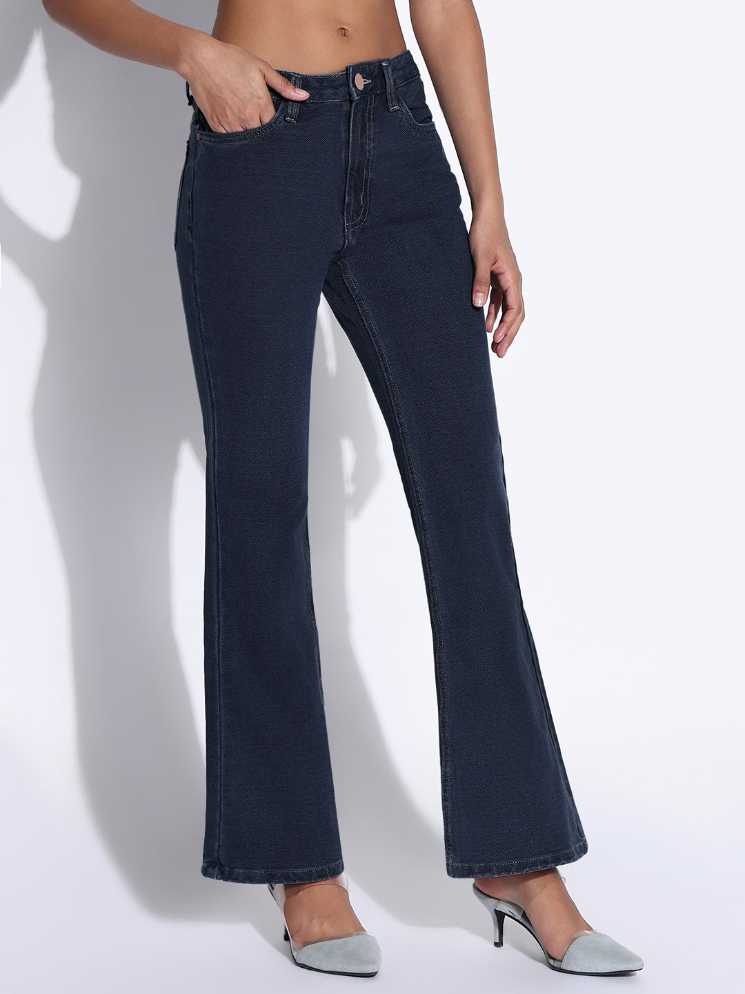 Women's Navy Blue Flared Jeans