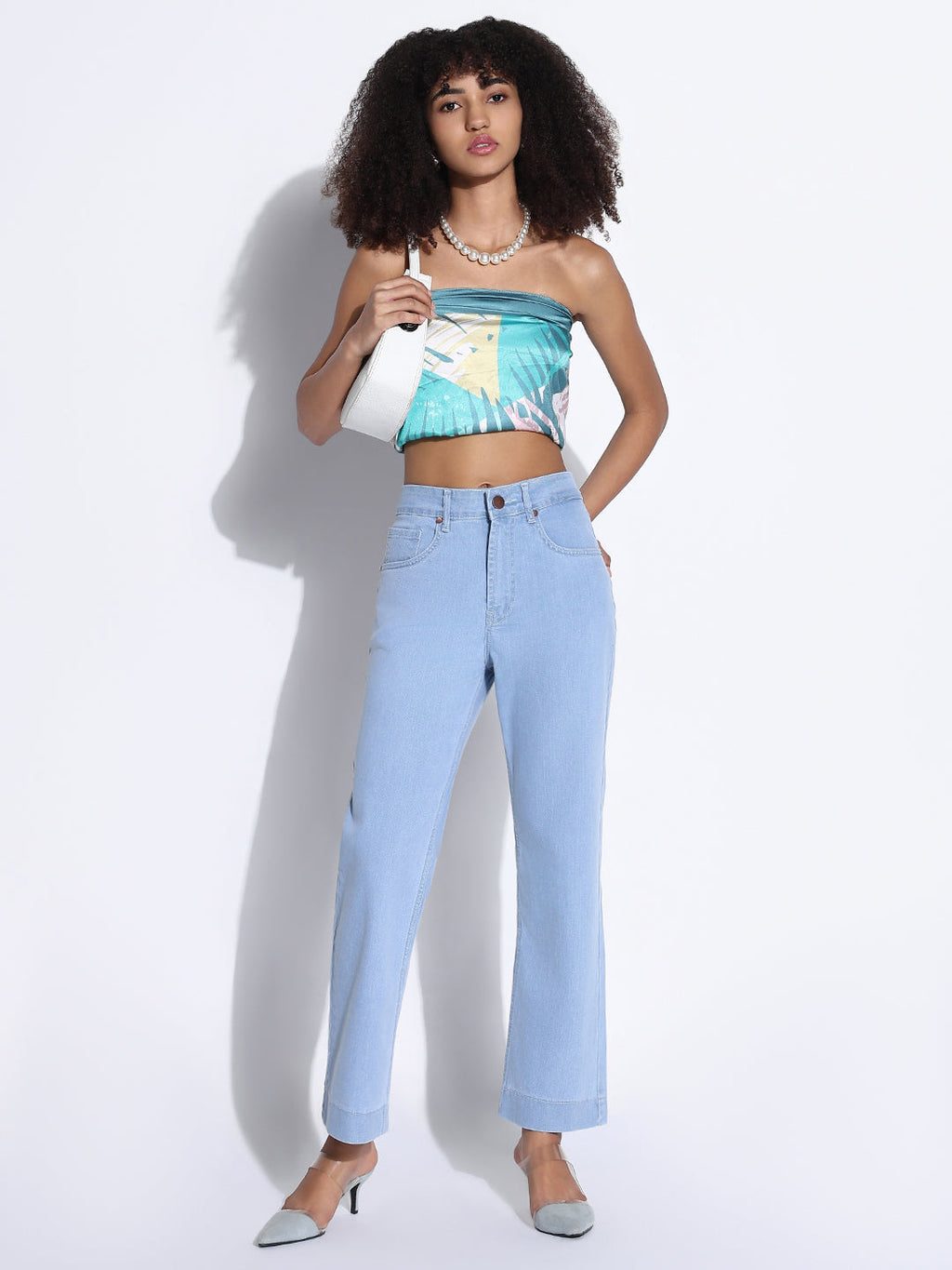 Women's Solid Light Blue Slim Fit Jeans