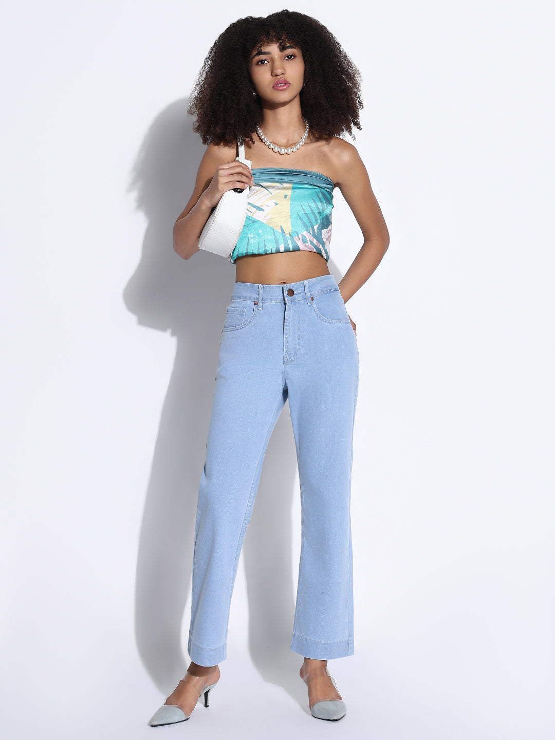 Women's Solid Light Blue Slim Fit Jeans