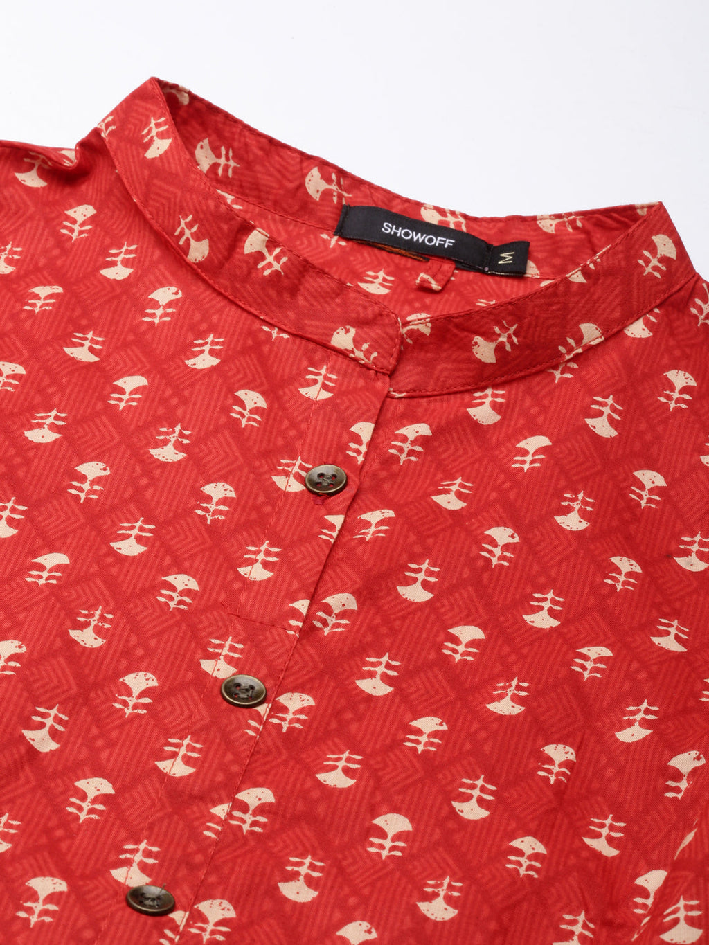 Women's Red Geometrical A-Line Kurta