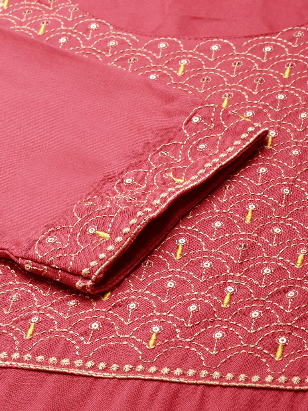 Women's Mauve Embroidered Straight Kurta