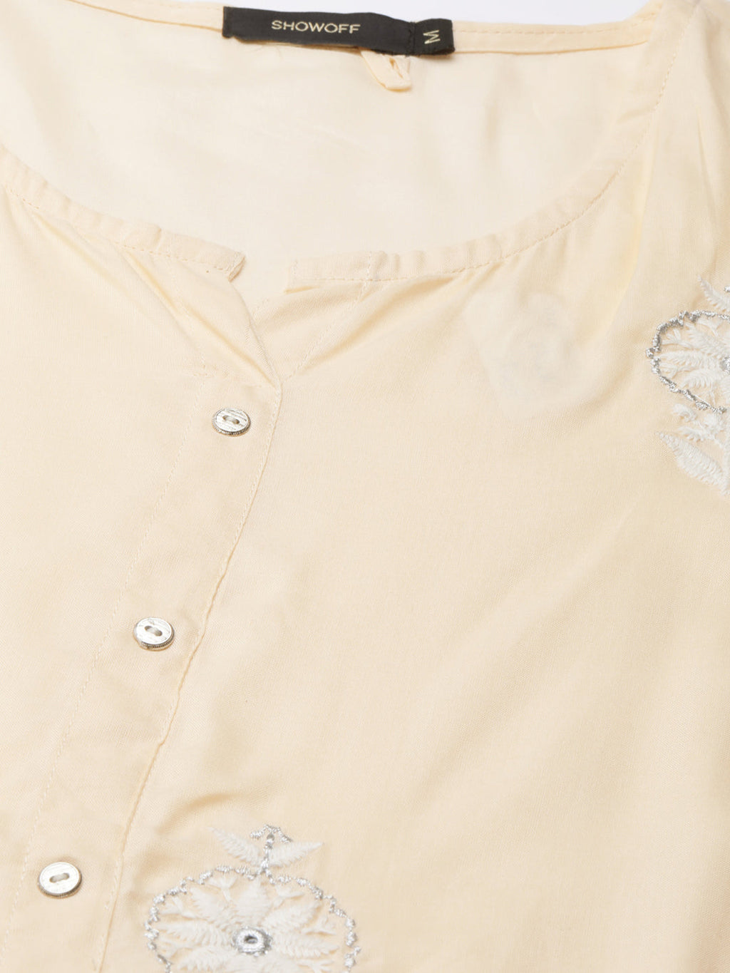 Women's Peach Floral Embroidered A-Line Kurta