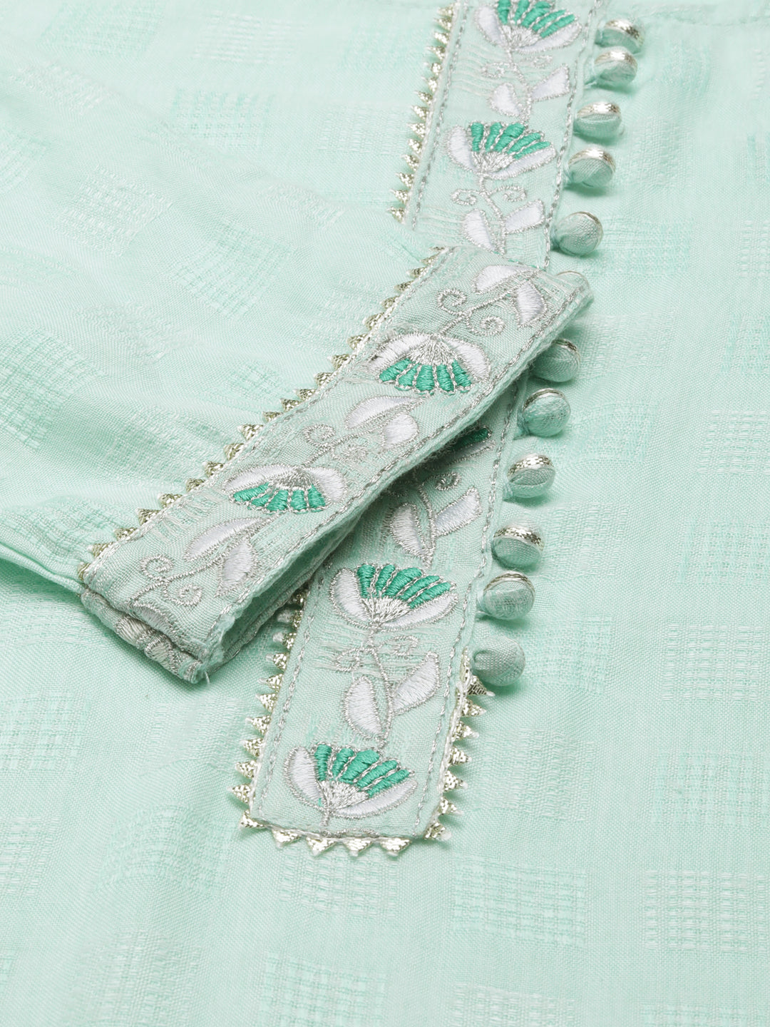 Women's Sea Green Self Design Straight Kurta