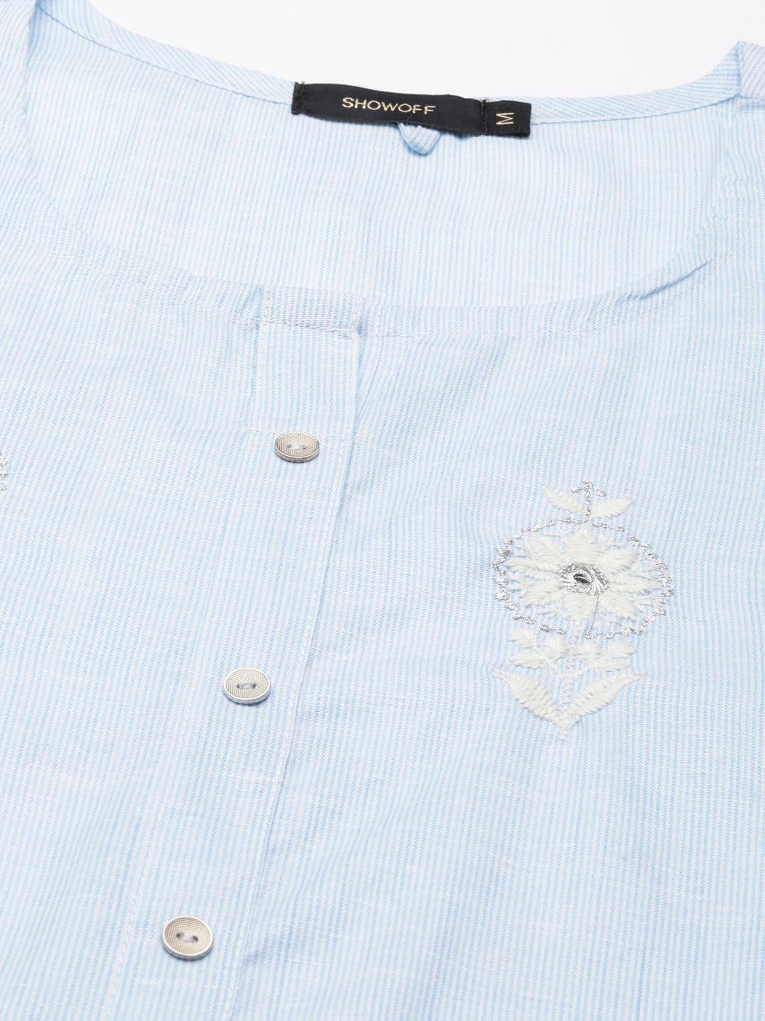 Women's Blue Thread Work Straight Kurta