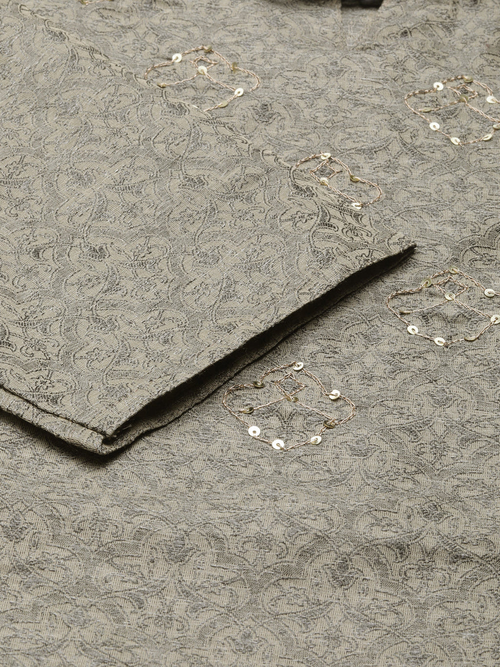 Women's Beige Ethnic Motifs Printed Cotton Silk Straight Kurta