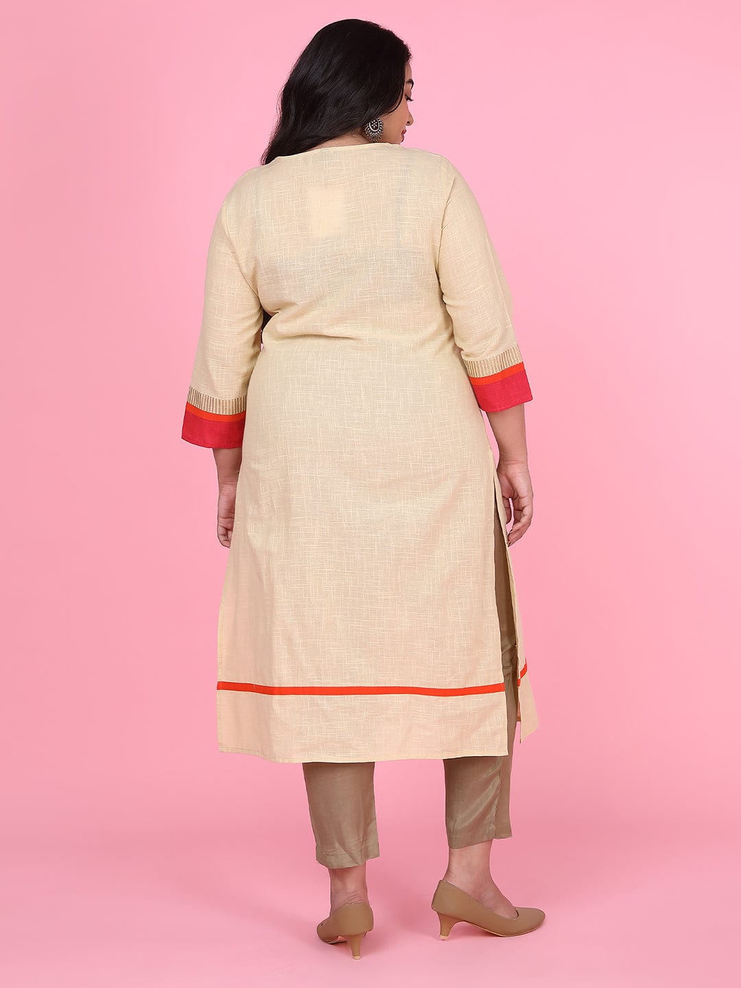 Women's Cream Floral Straight Kurta