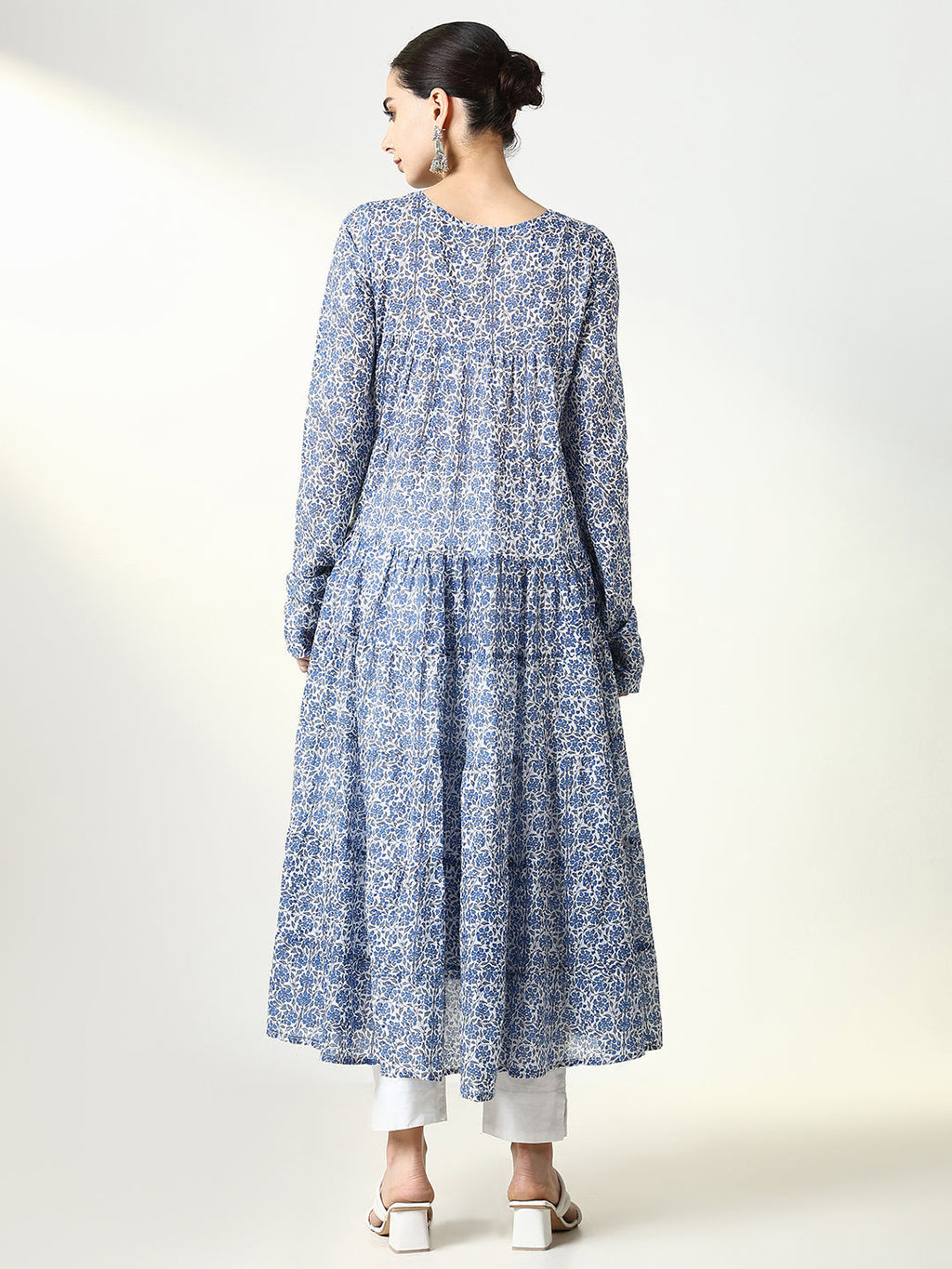 Women's Blue Floral Anarkali Kurta