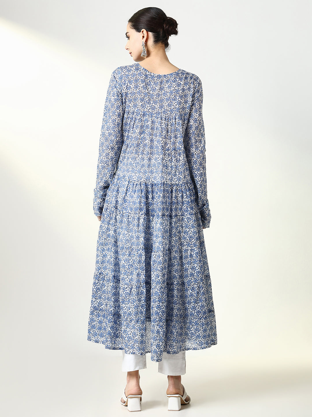 Women's Blue Floral Anarkali Kurta