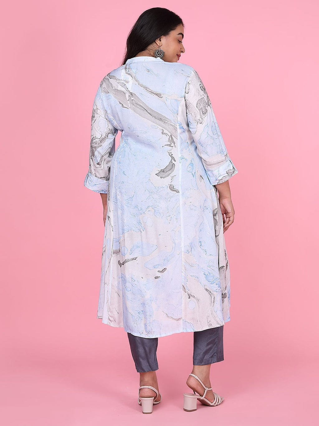 Women's Blue Abstract Straight Kurta