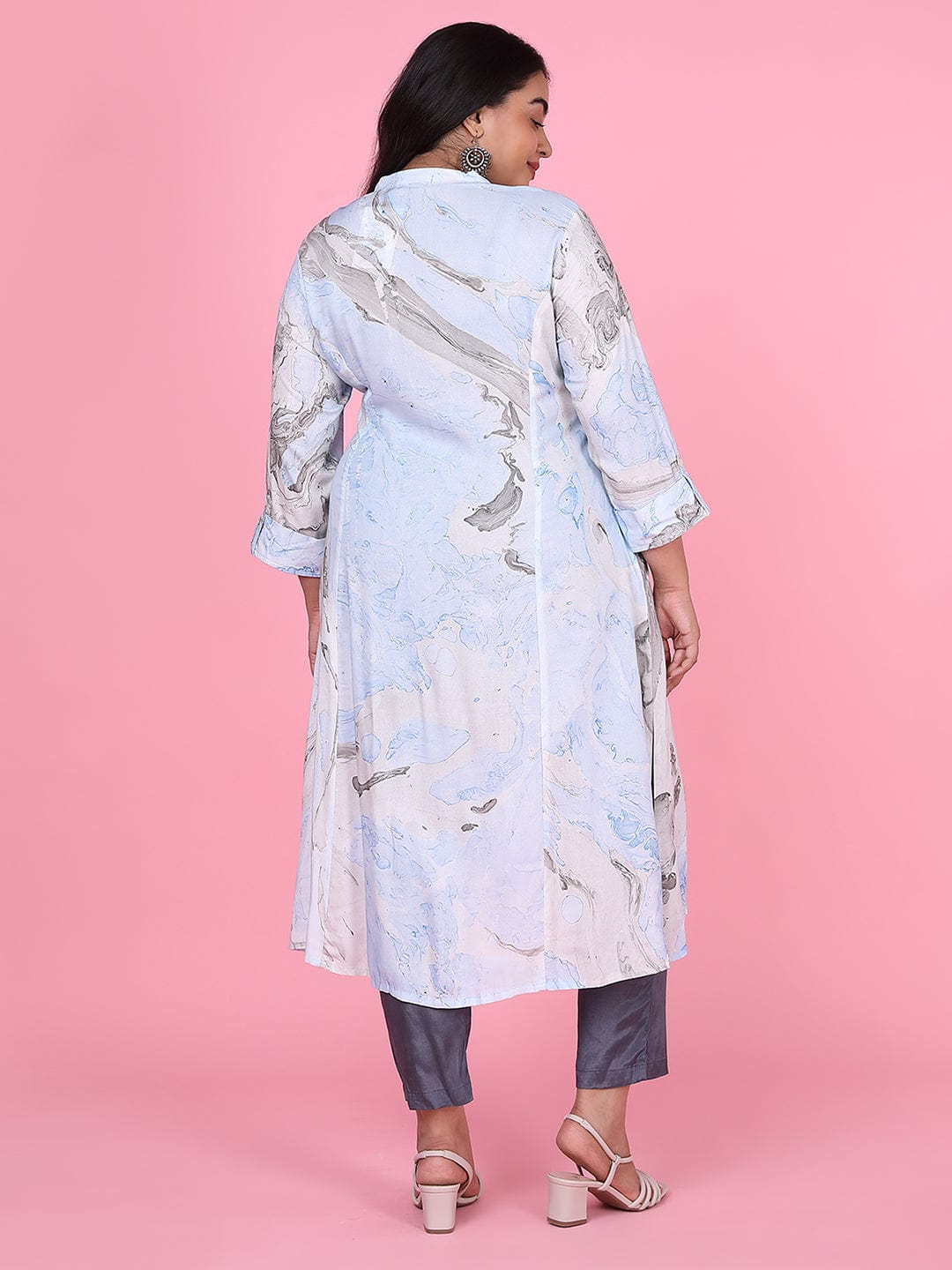 Women's Blue Abstract Straight Kurta