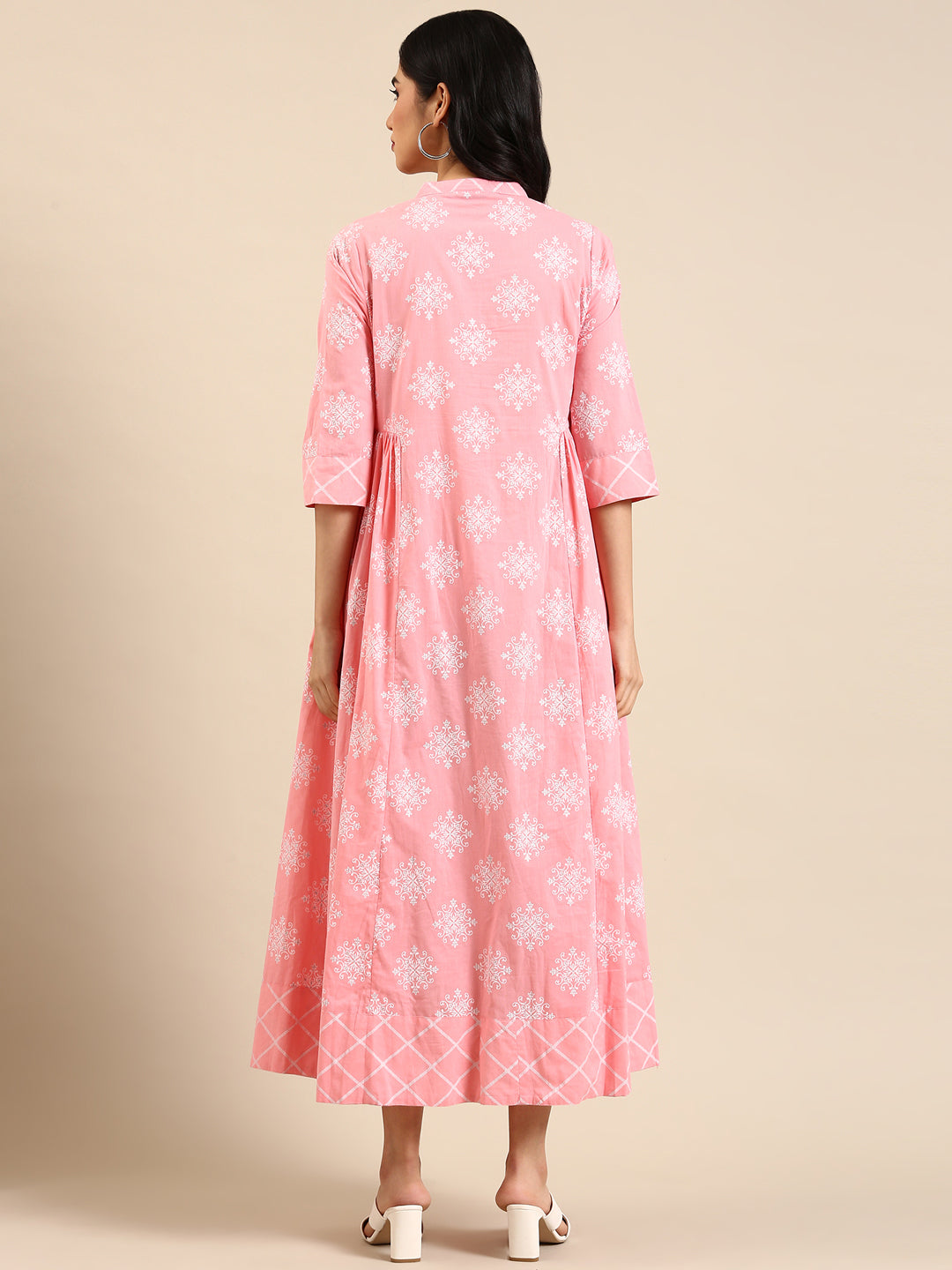 Women's Pink Solid A-Line Kurta