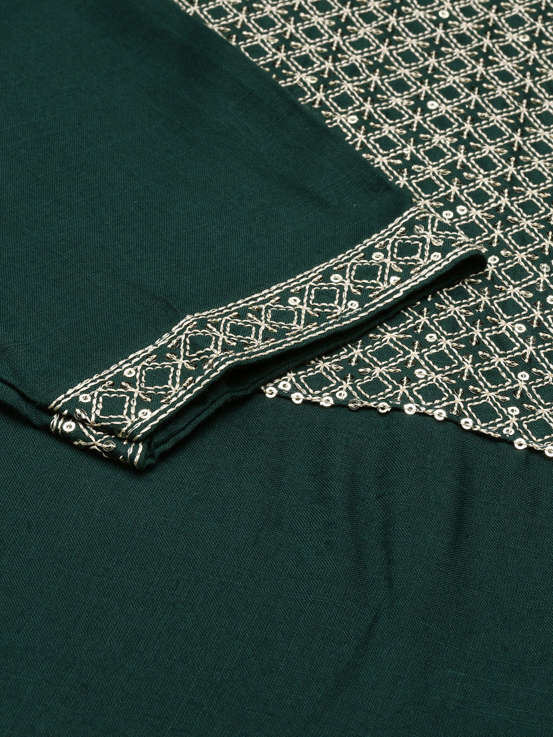 Women's Green Ethnic Motifs Yoke Design Kurta