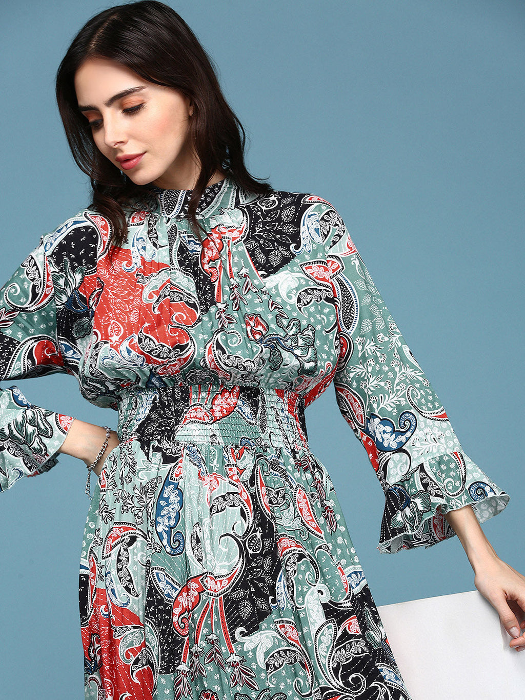 Women's Casual Printed Empire Multi Dress