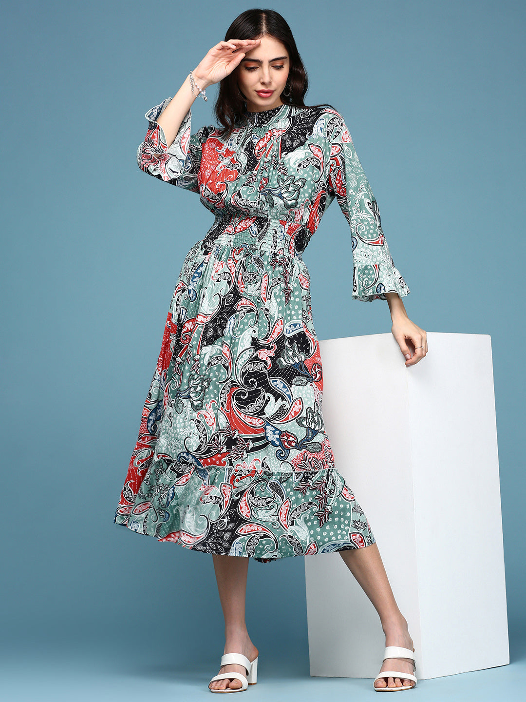 Women's Casual Printed Empire Multi Dress
