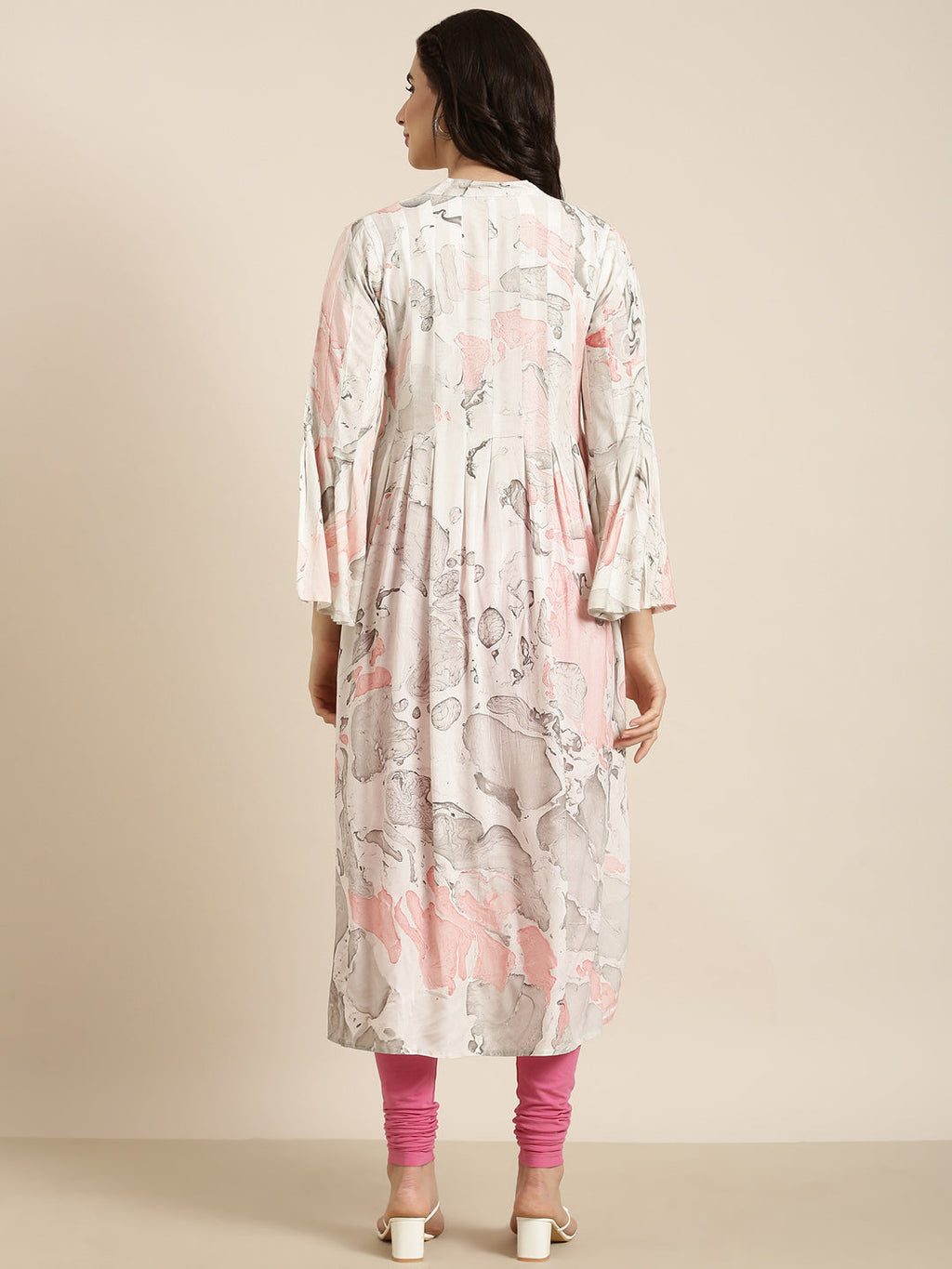 Women's A-Line White Abstract Kurta