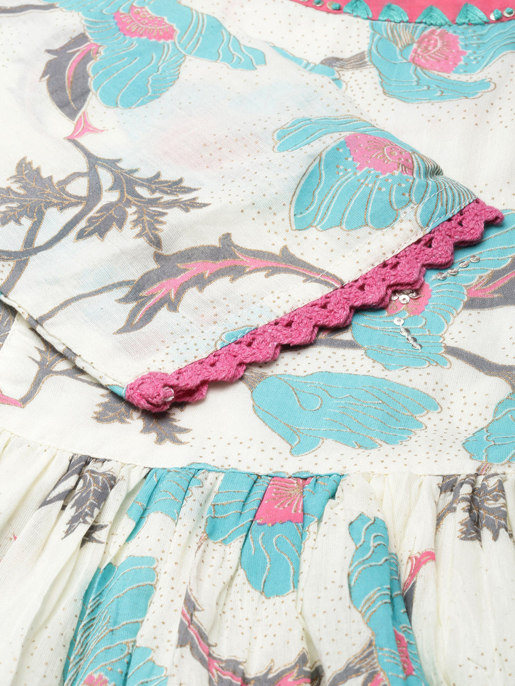 Women's Anarkali Turquoise Blue Floral Kurta