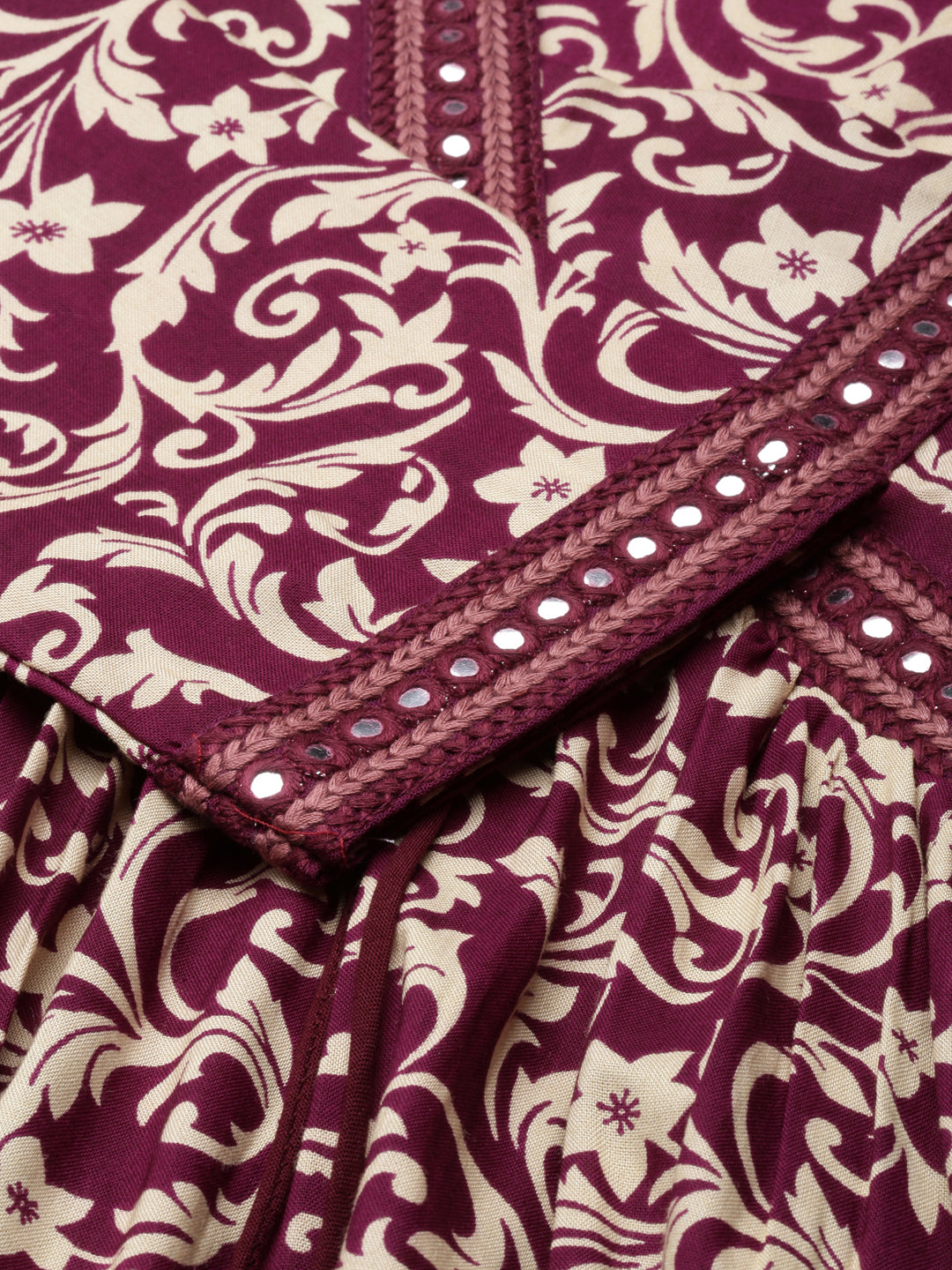 Women's Anarkali Purple Floral Kurta