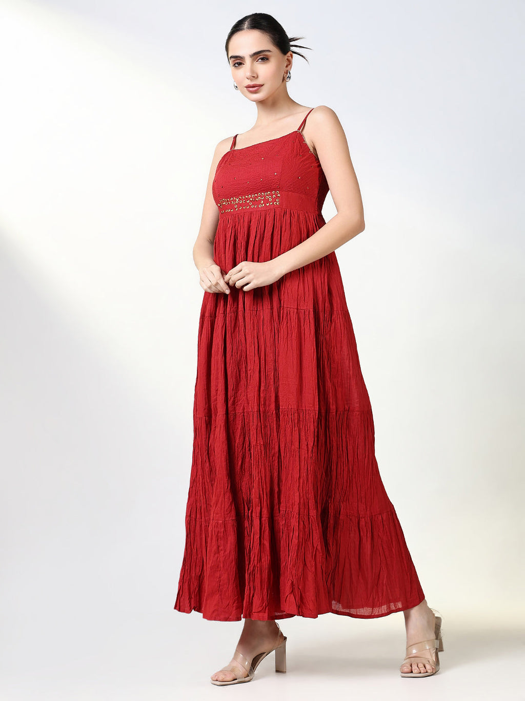 Women's Maroon Solid Anarkali Kurta with Overcoat