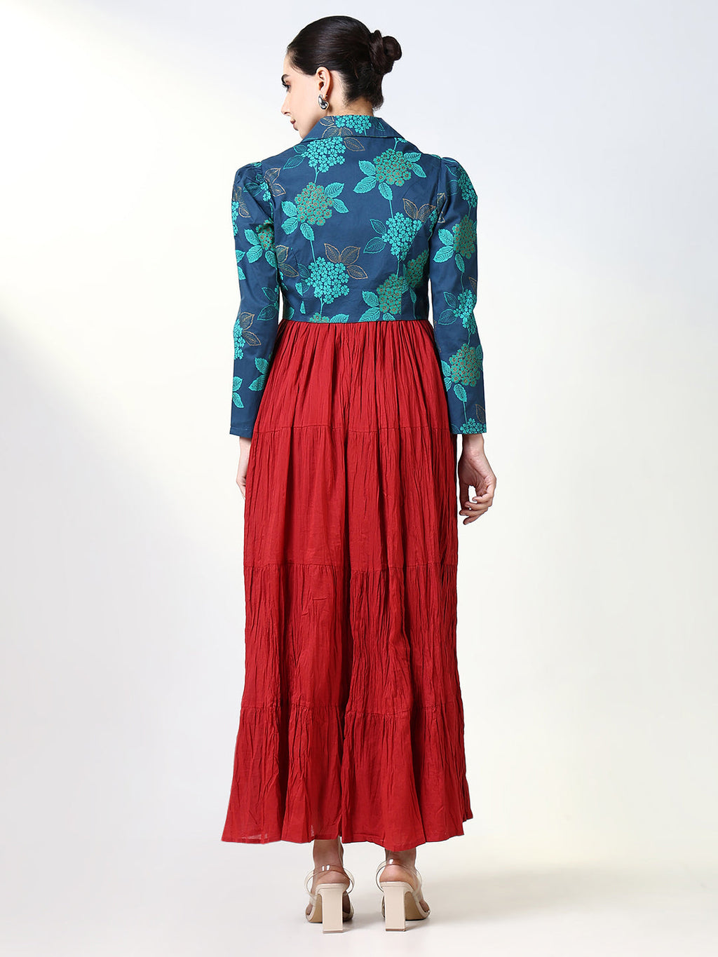 Women's Maroon Solid Anarkali Kurta with Overcoat