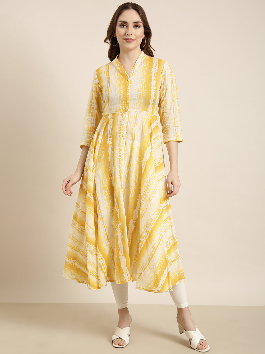 Women's Anarkali Yellow Embellished Kurta