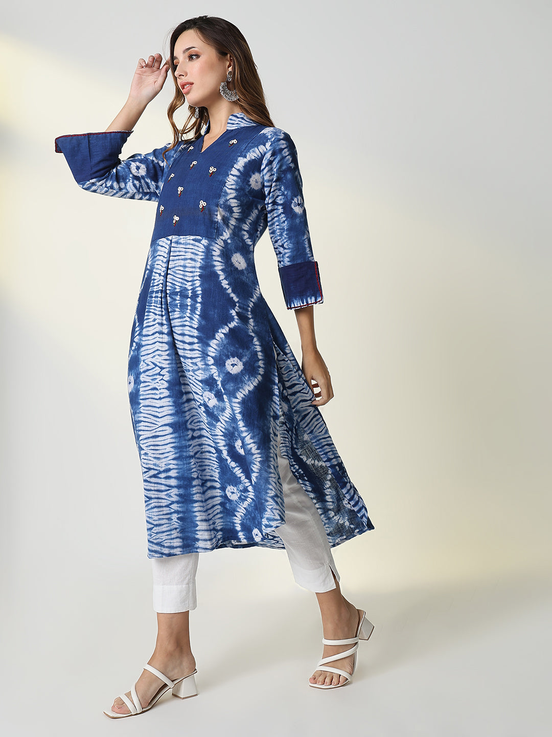 Women's Blue Graphic A-Line Kurta