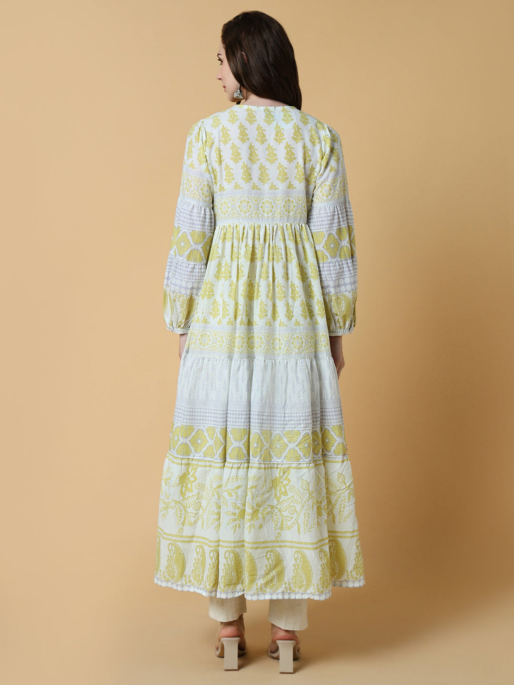 Women's Ethnic Yellow Floral Anarkali Kurta
