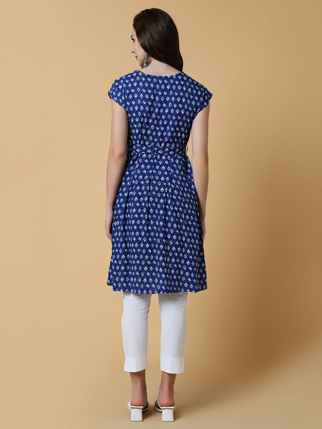 Women's Blue Graphic A-Line Kurta