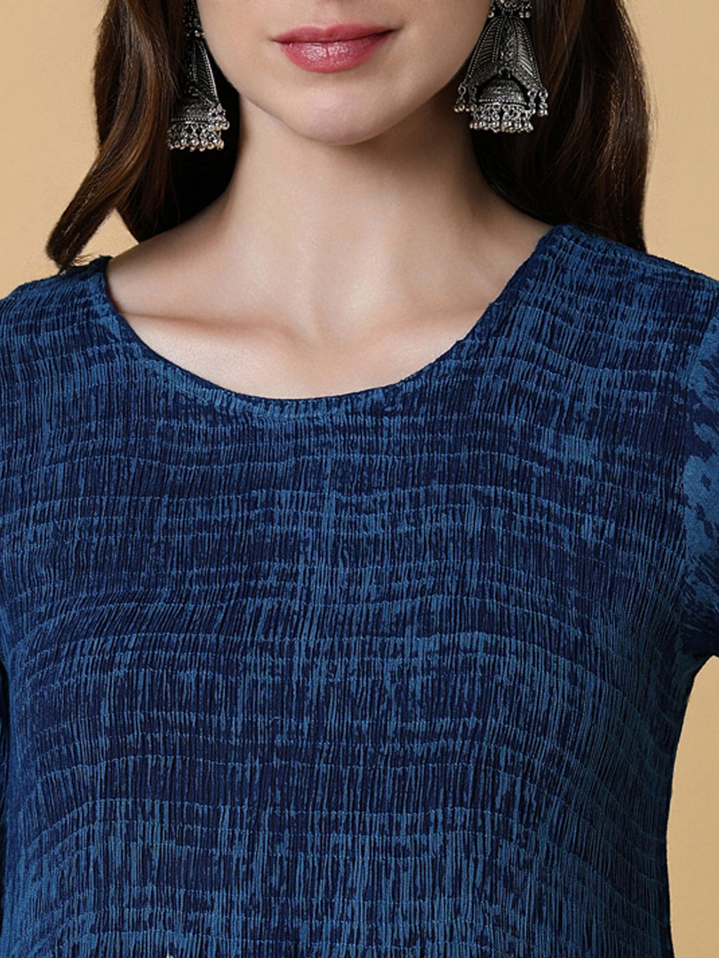 Women's Navy Blue Graphic Anarkali Kurta