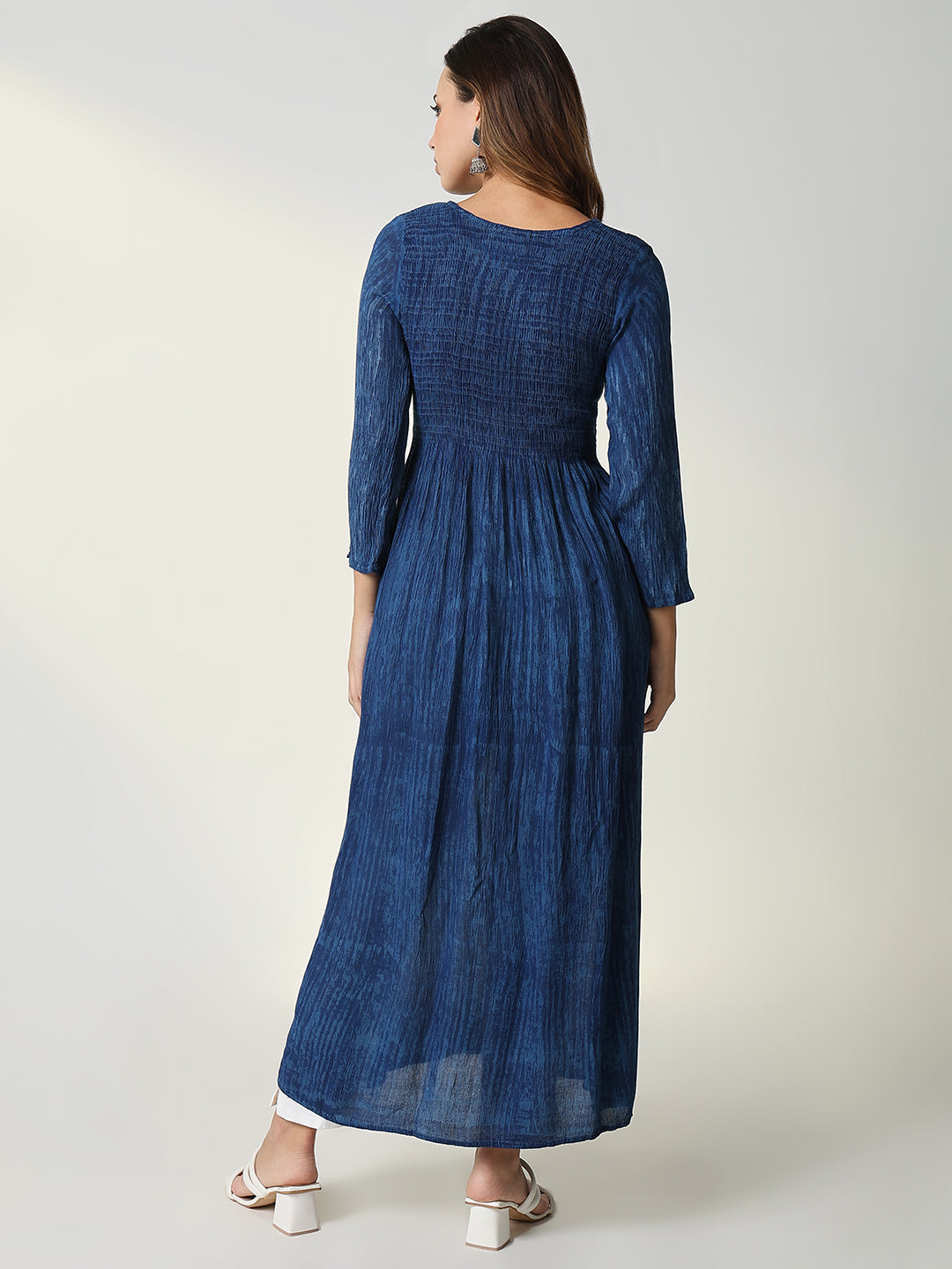 Women's Navy Blue Graphic Anarkali Kurta